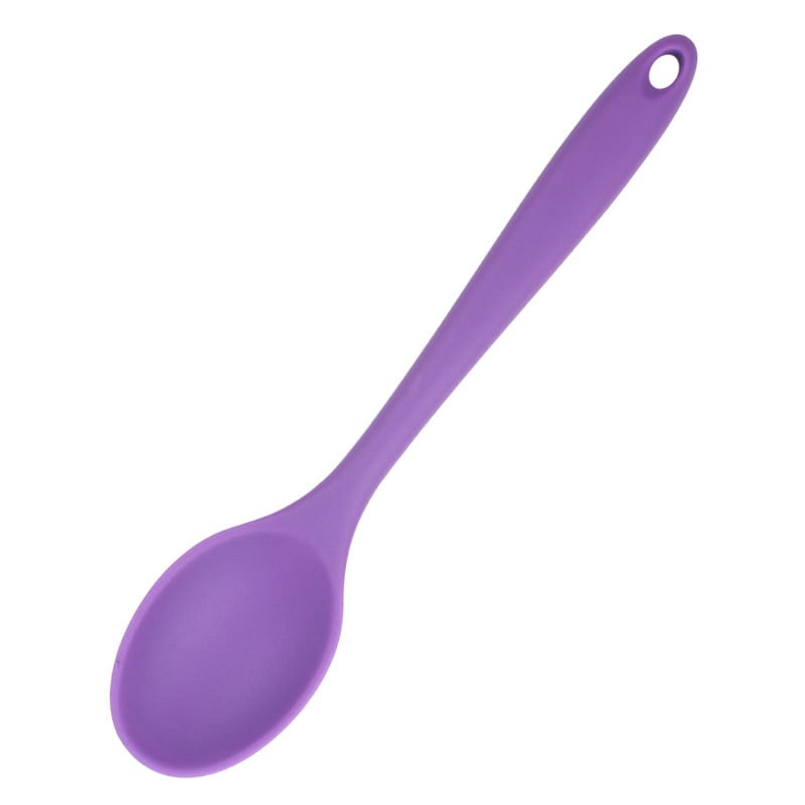Xmhytop Cucharas De Silicona , Cucharas De Silicona Púrpura A De Para Comer, Cuchara De 20.4x4.3cm Para Cocina, Comedor, Cocina Y Hornear