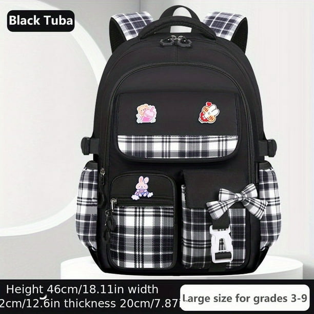 New Primary School Backpack Kids Girls Large Capacity Cartoon Canvas Lightweight Backpack