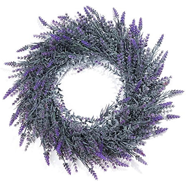 1pc, Lavender Wreath For Front Door Decor(18"), Artificial Summer Wreath, All Seasons Farmhouse Wall Window Wedding Indoor And Outdoor Spring Home Decor, Creative Small Gift, Holiday Accessory, Birthd