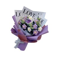 Magideal - Flor Artificial De Punto, Flor De Ganchillo, Adorno Navideño, Decoración Del Hogar, Regalo Del Día De La Madre, Obra De Arte Para Cumpleaños, Día Del Rosa Púrpura