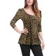 thumbnail image 1 of INSPIRE CHIC Blusas de Mujer con Estampado Cuello Redondo Mangas Largas Peplum Blusa Marrón-Leopardo 3XL, 1 of 8