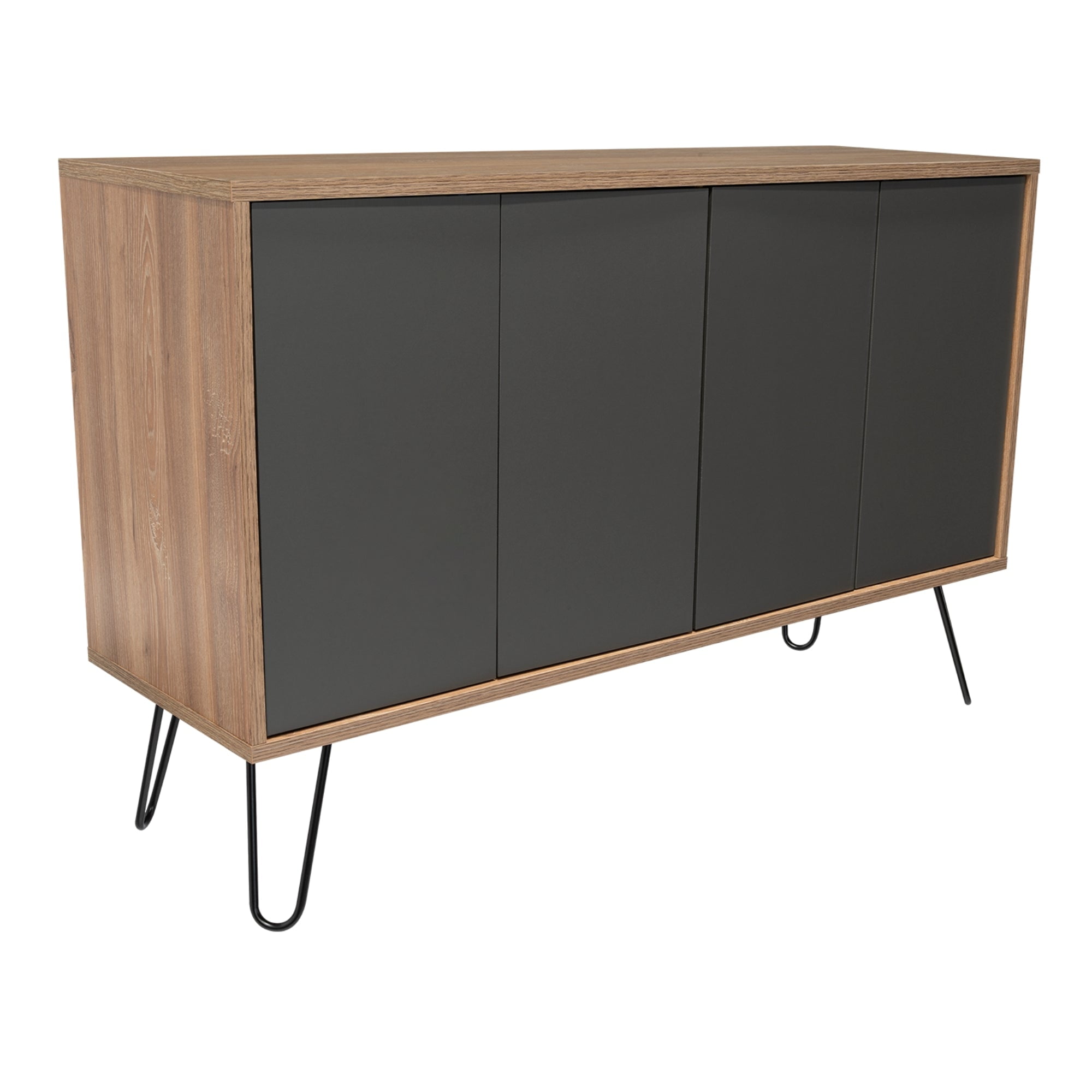 Fmfurniture - Arrimo Con 4 Puertas Y 4 Repisas Fm-001a - Café Claro Y Plomo