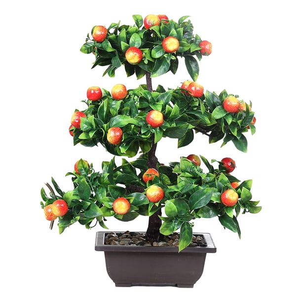 Bonsái de frutal Artificial, decoración de mesa de 13 pulgadas de alto, centro de mesa resistente para decoración de escritorio del hogar, Manzana