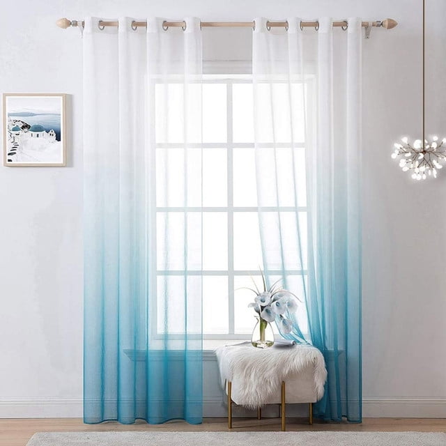 Wyj Hogar - Pack De Visillo Degrade 140x220 Cm Celeste