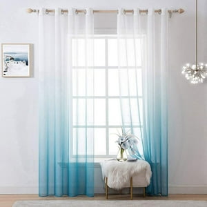 Wyj Hogar - Pack De Visillo Degrade 140X220 Cm Celeste