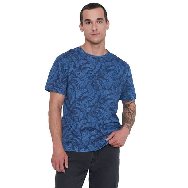 Polera Hombre Full Print Color Azul Corona
