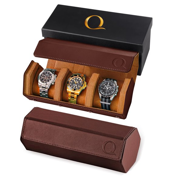 Funda de viaje Watch Roll QWATCHBANDS de piel de napa para hombre