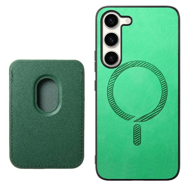 Funda de Cuero Magnética con Tarjetero para Samsung Galaxy S23 FE Cubierta Delgada Verde