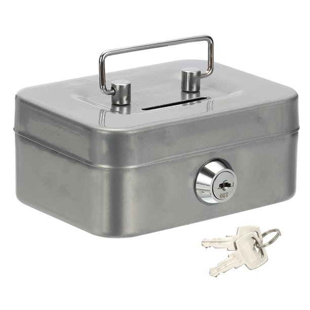 Caja de Efectivo Pequeña, Caja Fuerte Mini Caja de Ahorro de Dinero con Llaves para Efectivo Relojes Joyas Artículos Personales, Gris