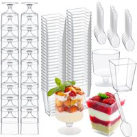 Wtarabur - Juego De Vasos De Postre Con Cucharas, 150 Ml, Miniplástico, Paquete De 320