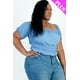 thumbnail image 4 of Top Casual De Punto Acanalado Liso Con Mangas Abullonadas Fruncidas De Talla Grande, 4 of 5