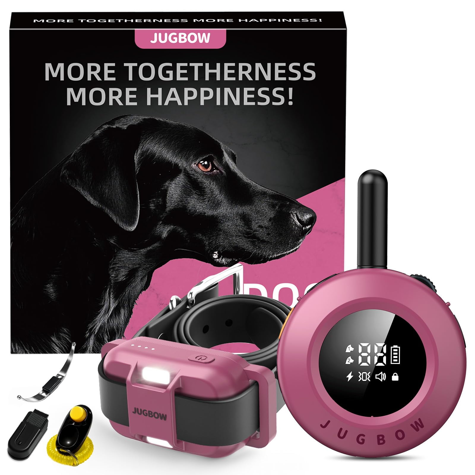 Collar De Entrenamiento Para Perros Jugbow, 3/4 De Milla Con Mando A Distancia, Rosa