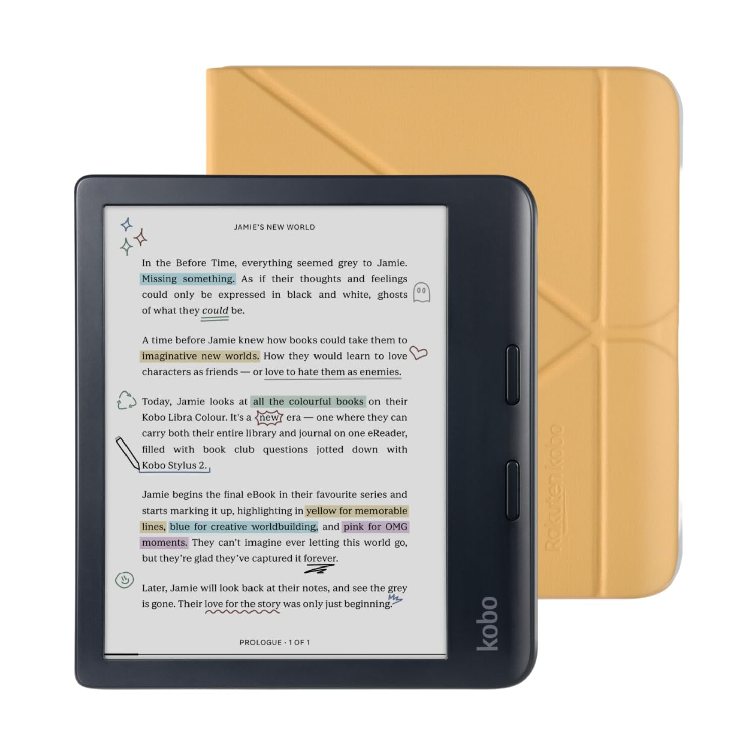 Paquete De Ereader Kobo Libra De Color Negro Con Funda De 32 Gb Resistente Al Agua