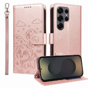 Funda Billetera Foxdock Compatible Con Samsung Galaxy S25 Ultra, Diseño Perrito Tierno, Ranuras Para Tarjetas Y Soporte Plegable