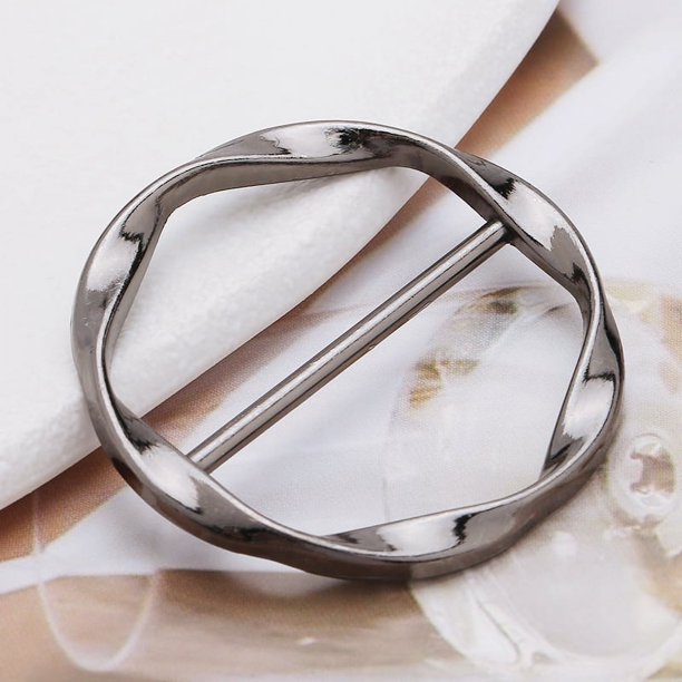 Scarf Ring Clip T-shirt Tie Clips Fashion Metal Round Circle Clip Buckle Clothing Ring Wrap Holder With 1 Storage Bag