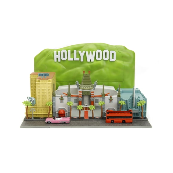Juguete Jada Nano Hollywood Rides Diorama del Paseo de la Fama con 2 Vehículos