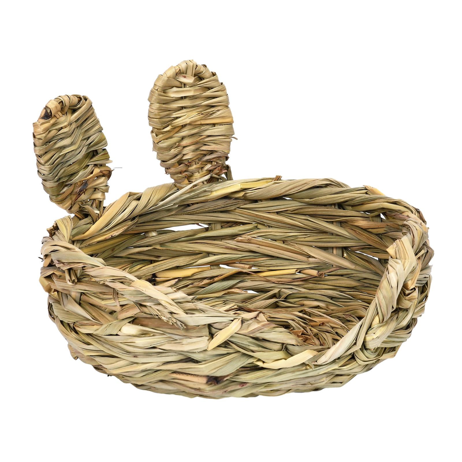 Magideal - Cama De Hierba Para Cama, Nido Hecho A Mano Para Masticar, Cómoda Casa De Hierba Para Conejos, Cama De Heno Para Mascotas, Conejillos De Indias, , Estilo De Media Apertu Estilo De Media Apertura