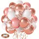 thumbnail image 1 of 50pcs/set, Rose Golden Confetti Balloons, 12 Inch White And Rose Golden Latex Balloons With 33 Feet Rose Golden Ribbon For Birthday Party Wedding Graduation Bridal Shower Decorations, 1 of 2