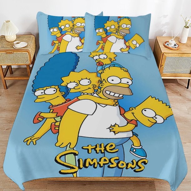 The Simpsons Bed Duvet Cover Microfiber Bedding Sets 3D Printed Lightweight 3 Piece Comforter Sets for Kids Boys Girls