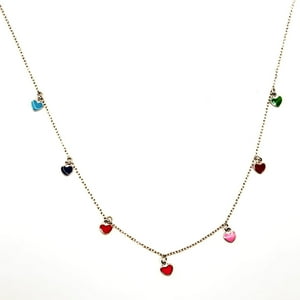 Tiana Joyas - Collar Con 7 Corazones Diferente Colores De Plata 925