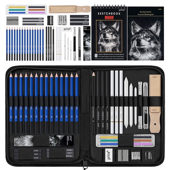 Set de dibujo Prina, paquete de 50 unidades, con cuaderno de bocetos y lápices