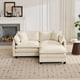 thumbnail image 3 of Cloud Sofa Ottoman only, Modern Sectional Couch, for Living Room Bedroom and Apartment, Comfy Double Layer Upholstered Seat Cushion, Breathable Chenille Fabric, Beige, 3 of 3