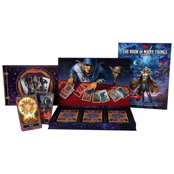 Baraja de muchas cosas de Dungeons & Dragons con libro y guía