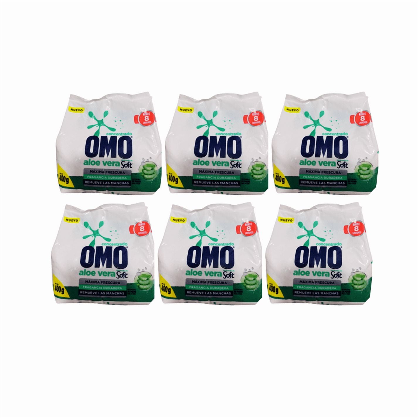 Pack 6 Unidades Detergentes En Polvo Omo Aloe Vera 400 Grs