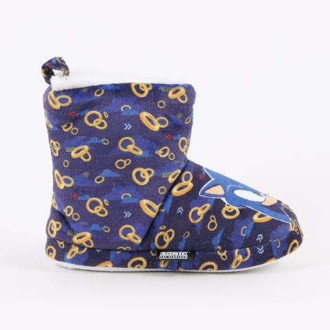 Pantufla Bota Niño Invernal Full Print Rings Azul Sonic