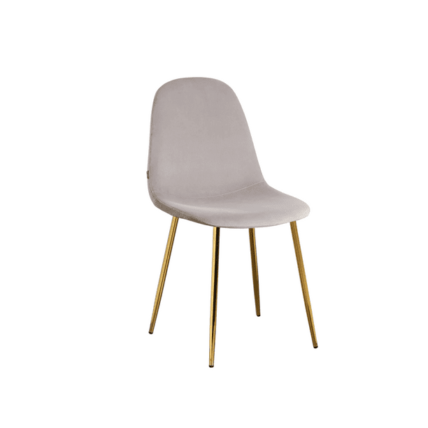 Silla Trendytop Para Comedor Asiento Felpa Estructura Dorada - Gris