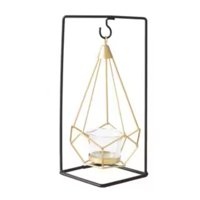 Homastti - Porta Vela Candelabro Columpio Metálico Decorativo Negro