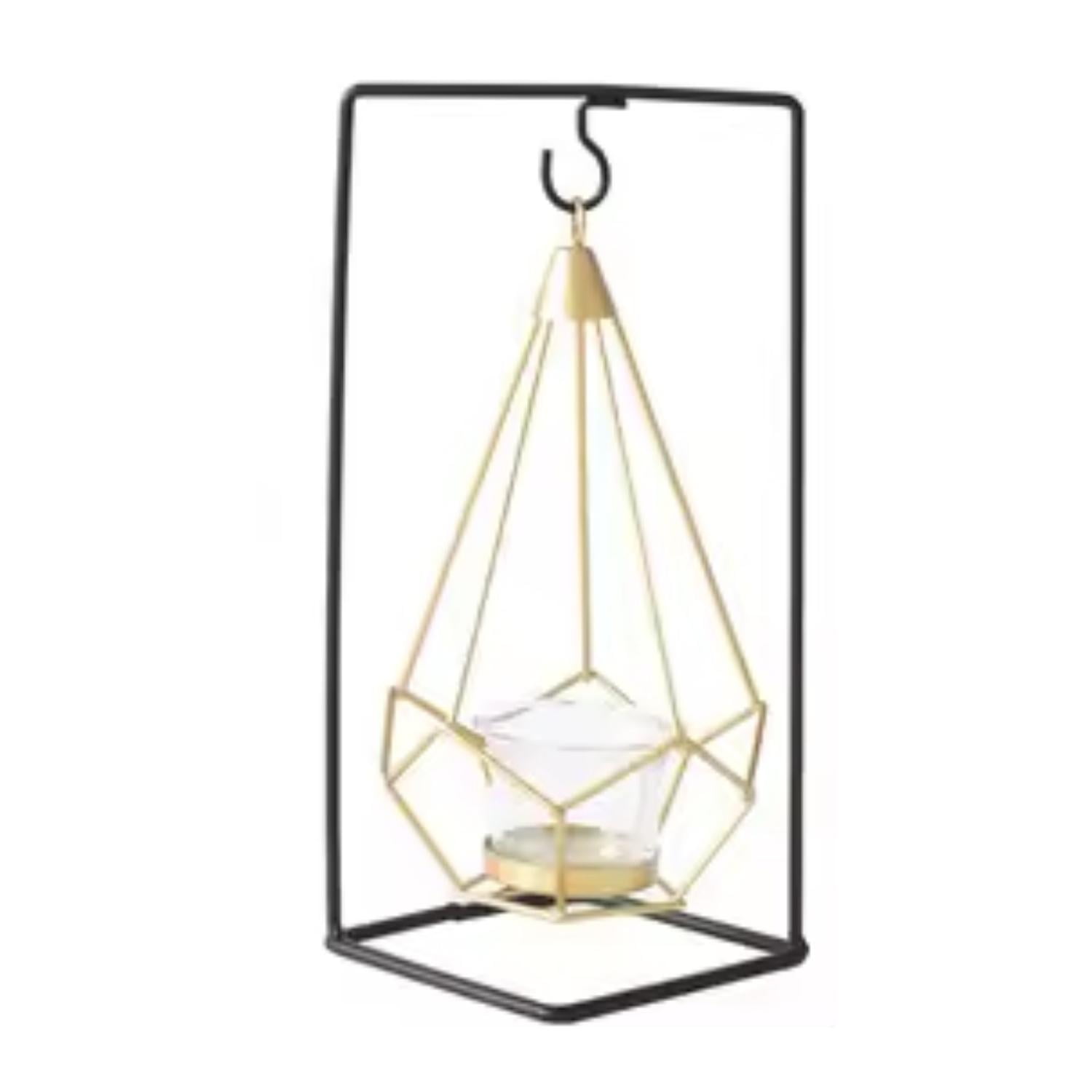 Homastti - Porta Vela Candelabro Columpio Metálico Decorativo Negro