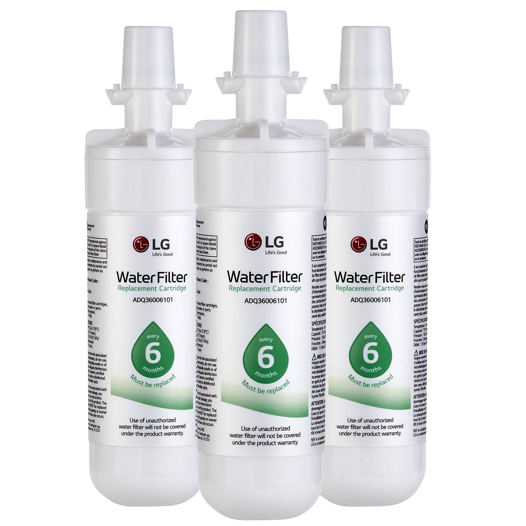 Filtro De Agua Para Refrigerador Lg Lt700p, Paquete De 3, Blanco