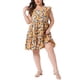 thumbnail image 2 of Vestido Boho de Talla Grande para Mujer de Agnes Orinda con Estampado Floral, Volantes en Capas, Mangas con Volantes, Cuello Redondo, Vestido Babydoll de Verano 1X Amarillo, 2 of 6