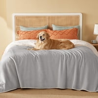 Bedsure - Manta Impermeable Para Cama, Forro Polar Sherpa, Color Gris Claro