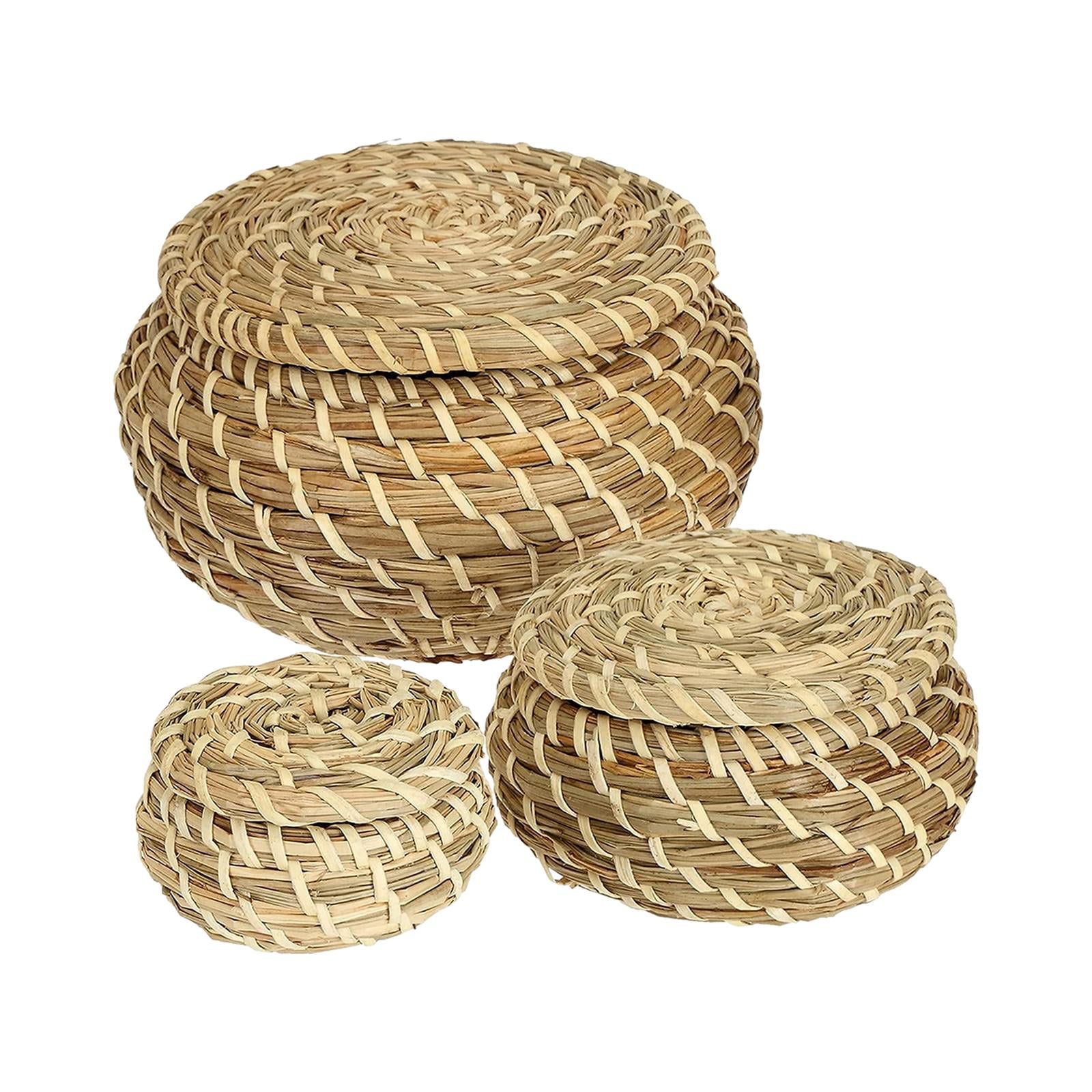 Bothyi - 3 Uds Caja Redonda De Algas Marinas Tejidas Cestas De Algas Marinas Para Toallas Pequeñas De Cocina Casera