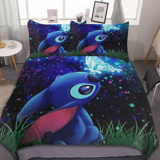 Stitch Bedding Duvet Cover Anime Bedding Sets 3D Printed Lightweight 3 Pieces Comforter Cover Sets