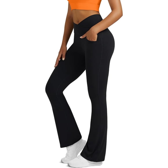 Leggings Boerfmian Flare Tiro Alto Cruzado con Bolsillos