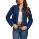 thumbnail image 4 of INSPIRE CHIC Chaqueta de Mezclilla Recortada con Cremallera para Mujer, Manga Larga, Estilo Bomber de Motocicleta, 2XL Azul Oscuro, 4 of 6