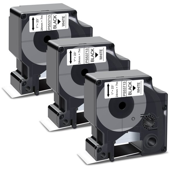 Cinta de etiquetas Pristar 24 mm negro sobre blanco, pack de 3