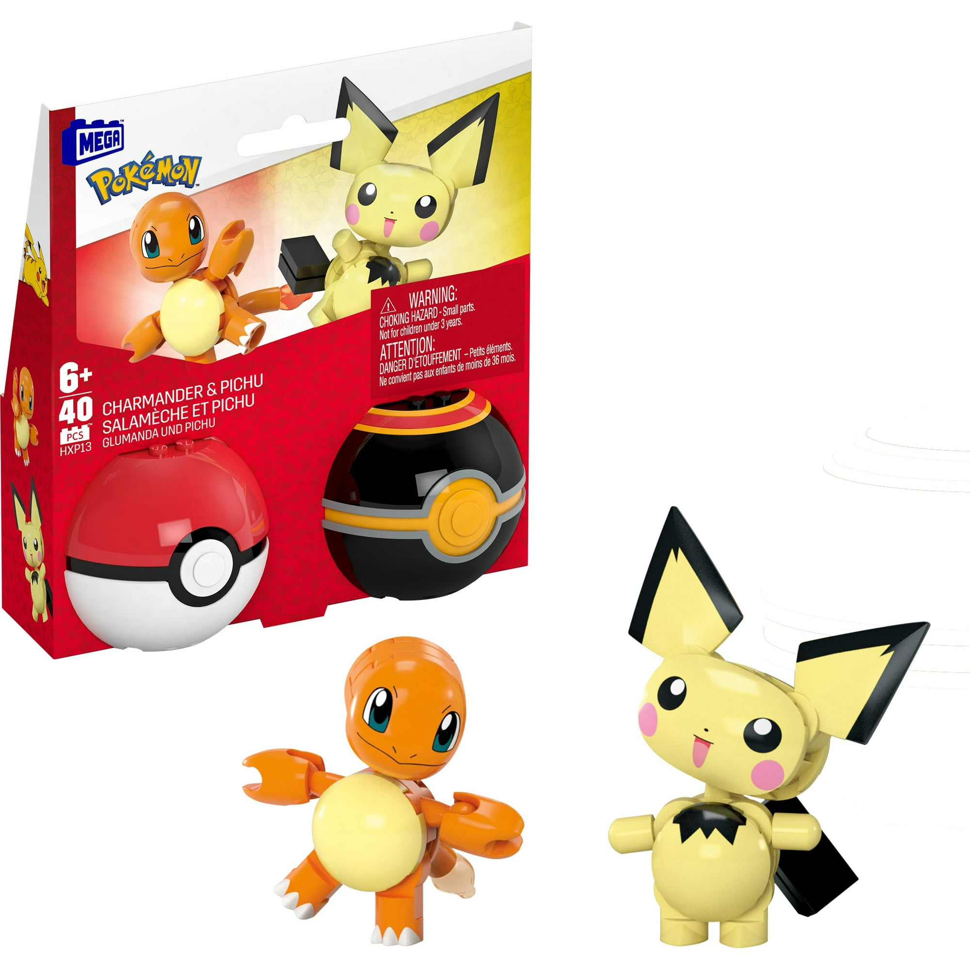 Set De Juguetes De Construcción Mega Pokémon Pichu & Charmander Con 40 Piezas