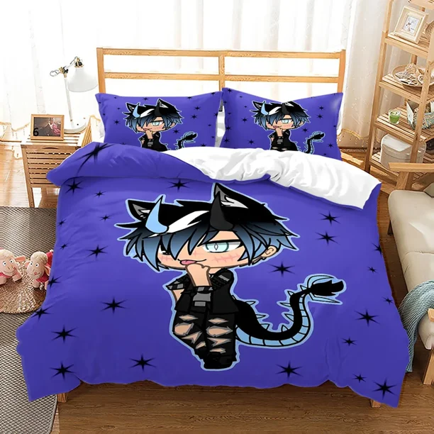 x1175 Bed Sheetsed New Gacha Life Bedding Set Duvet Cover Cover Twin Quilt Adult Kids Bedclothes Cover Home Textile 3-Piece Bedding Set (1 Duvet Cover + 2 Pillow Shams) nj1175