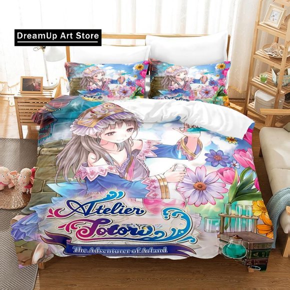 Atelier Totori The Adventurer of Arland Bedding SetAnime three-piece set Adult Kid Bedroom Duvet cover Sets Kawaii