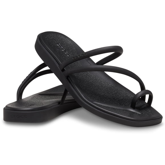 Sandalia Crocs Miami con lazo en el dedo, negra, talla 7 M