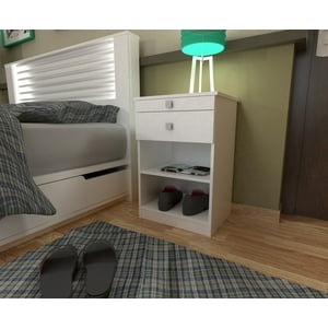 Amv Muebles - Velador Mesa De Noche 1 Cajon Bandeja Desayunador Zapatero