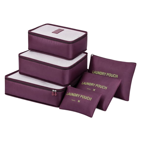 REGALWOVEN 6 Conjunto de Bolsas de Viaje para Almacenamiento, Esenciales de Viaje Ligeros, Accesorios de Viaje para Conjunto de Bolsas de Aseo de Viaje Burdeos 6 Conjunto