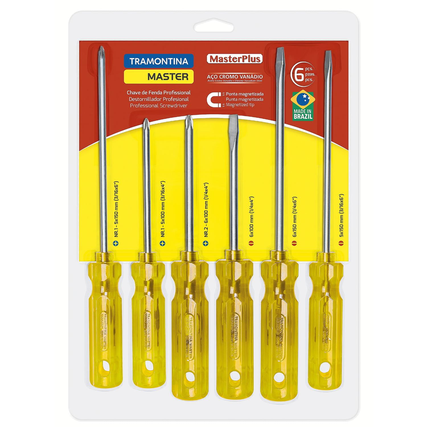 Tramontina - Juego De Destornilladores 6 Pzs Amarillo