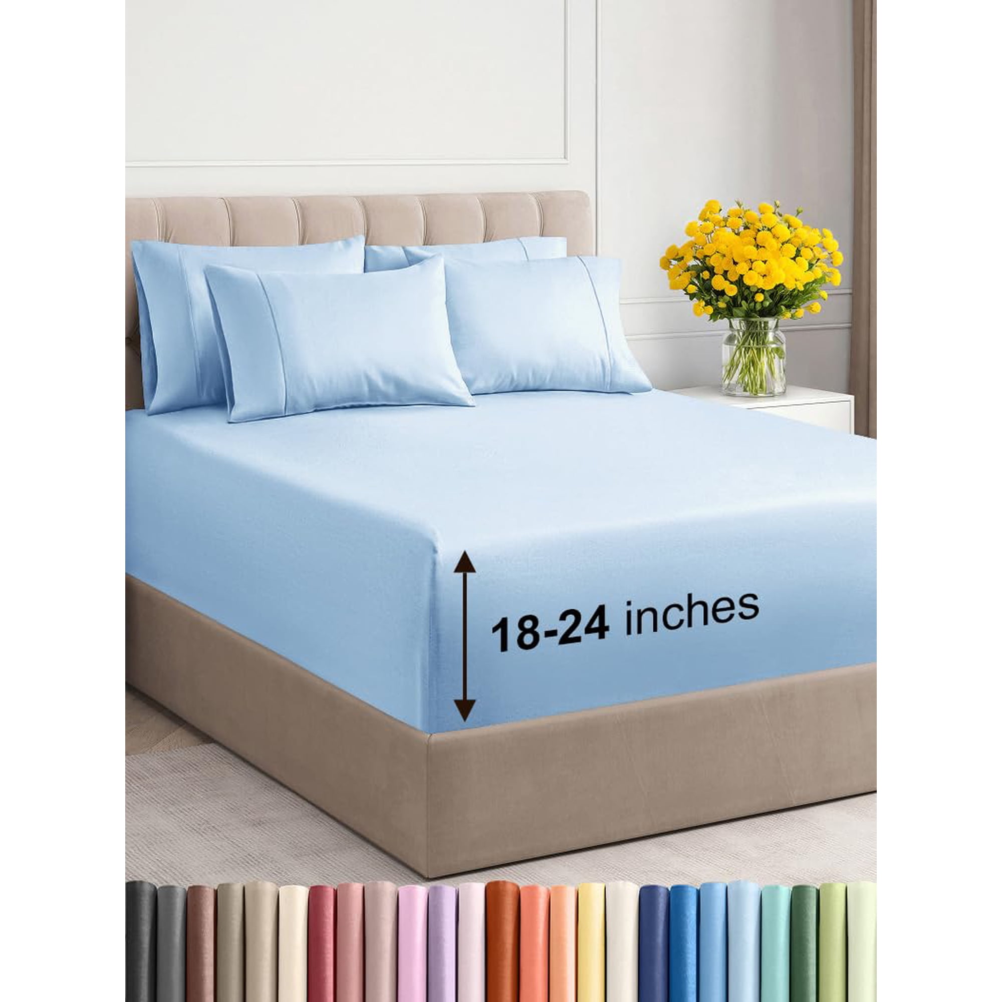 Juego De Sábanas Cgk Unlimited Extra Deep King De 6 Piezas, Color Azul Claro