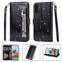 Funda Para Foxdock Elegante Funda Samsung Galaxy A04S Glitter Con Cremallera-Ideal Para El Uso Diario