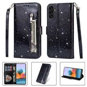 Funda Para Foxdock Elegante Funda Samsung Galaxy A04S Glitter Con Cremallera-Ideal Para El Uso Diario